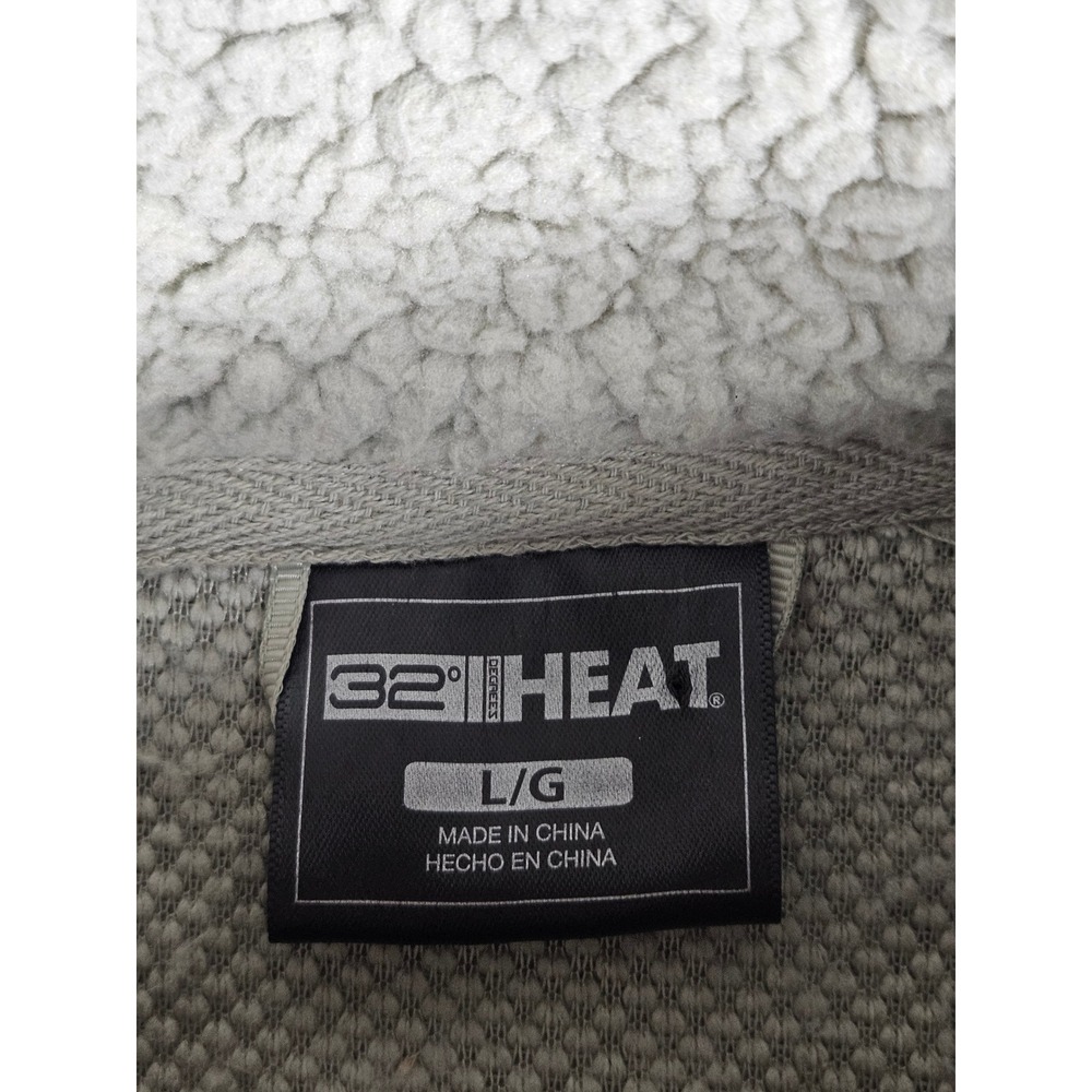 32 Degrees Heat Mens Sherpa Fleece Jacket Sage Green Snap Front Large 1370 - Picture 4 of 8